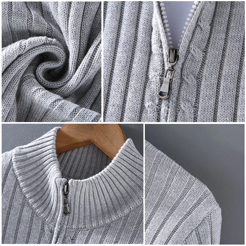 Pierre™ - Cardigan en laine Shetland pour homme avec fermeture éclair