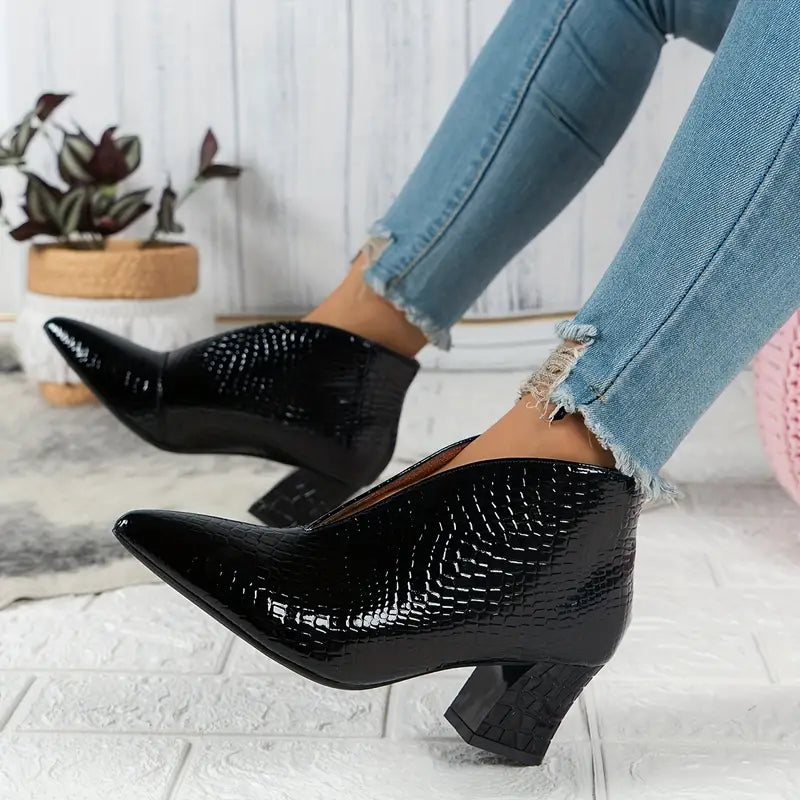 Sietske | Bottines croco brillantes élégantes pour un look stylé