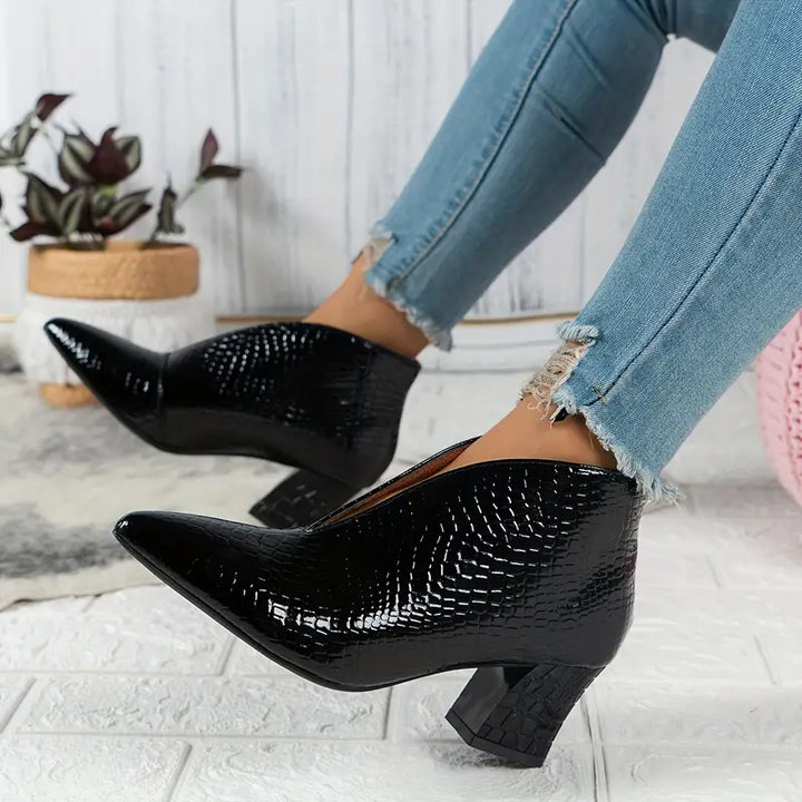 Sietske | Bottines croco brillantes élégantes pour un look stylé
