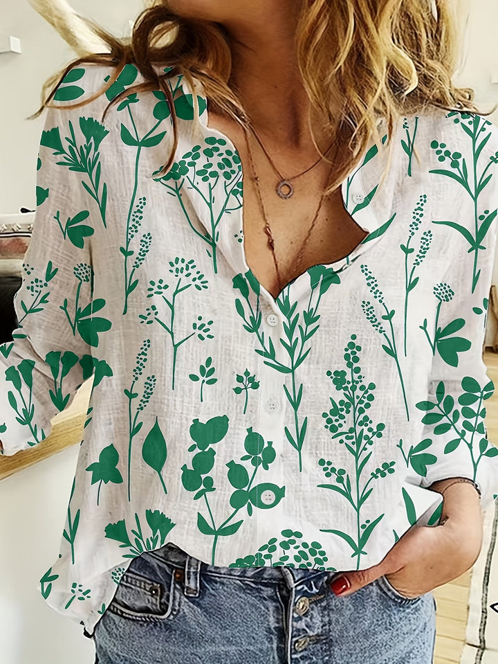 Chemisier Femme Velmira avec Imprimé Floral et Boutonnage - Manches Longues, Style Décontracté, Col Rabattu