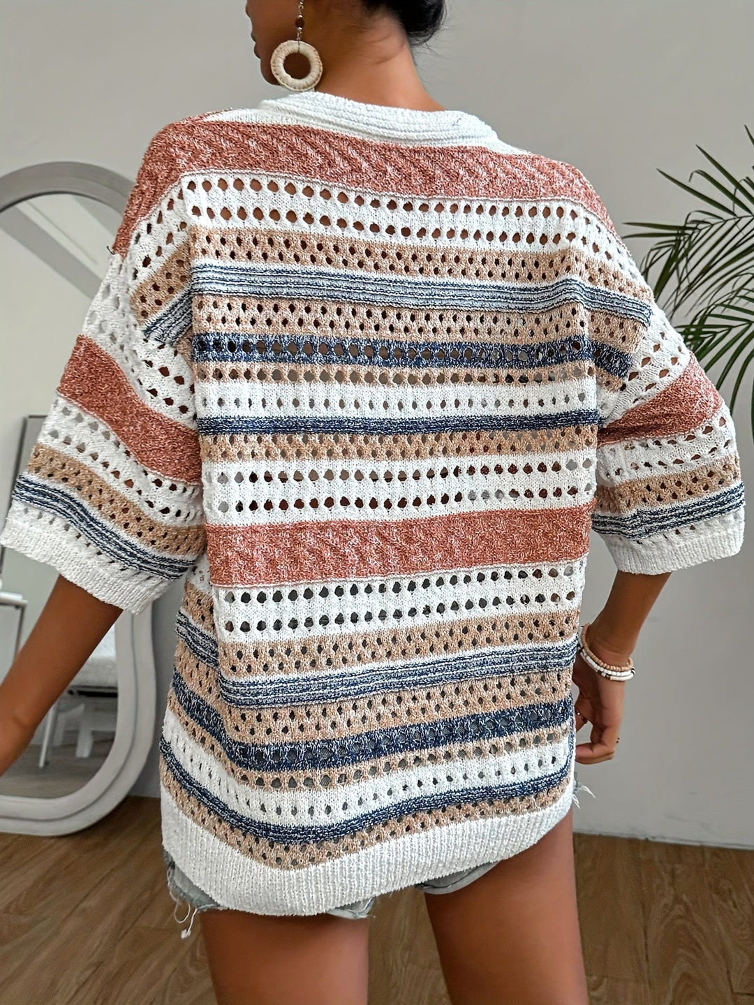 Magdalia | Top ample en maille avec trous pour femmes - Un haut confortable en grandes tailles.