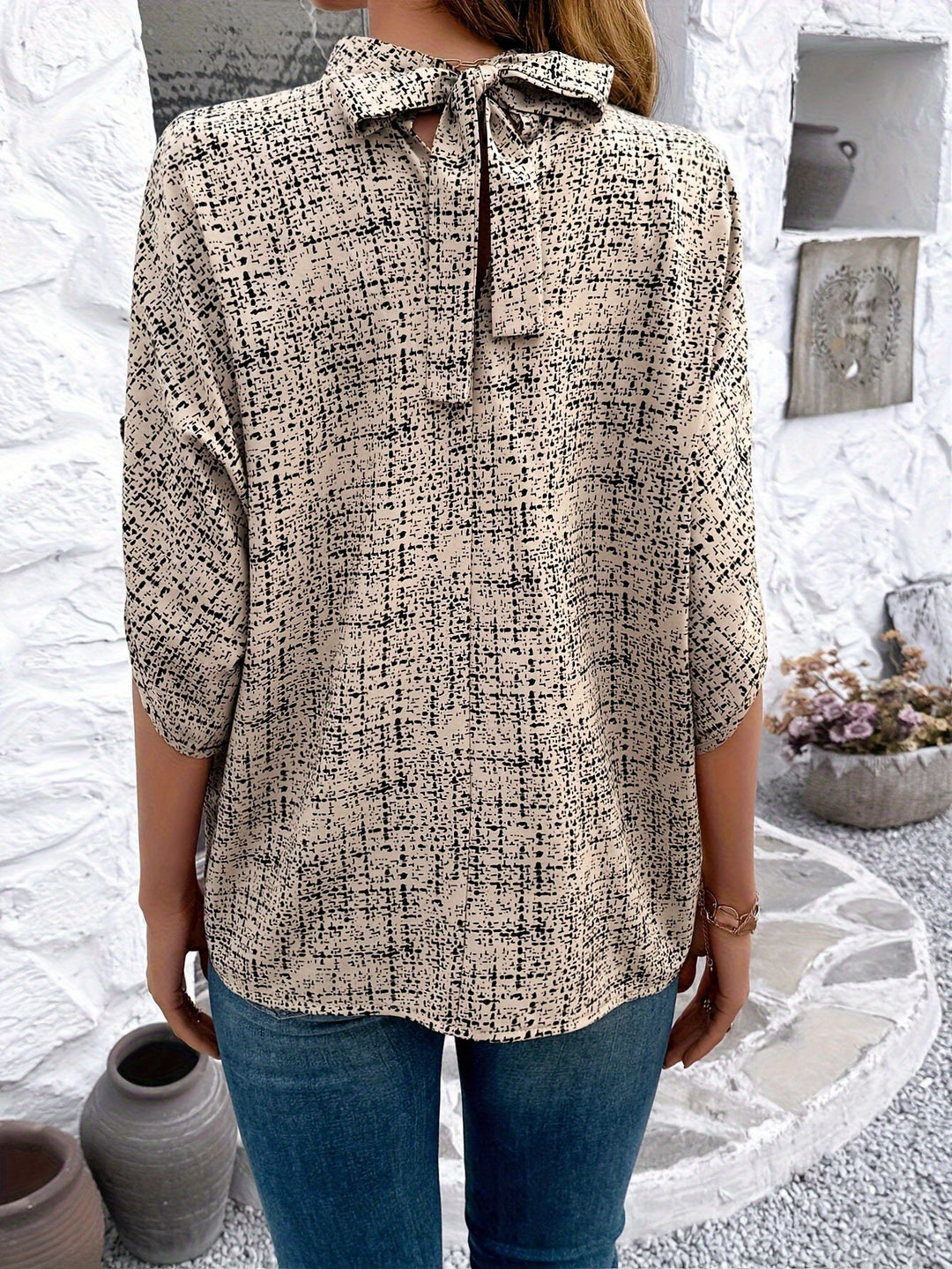 Salomea | Blouse élégante avec imprimé intégral et encolure raffinée - Manches courtes, top léger pour femme