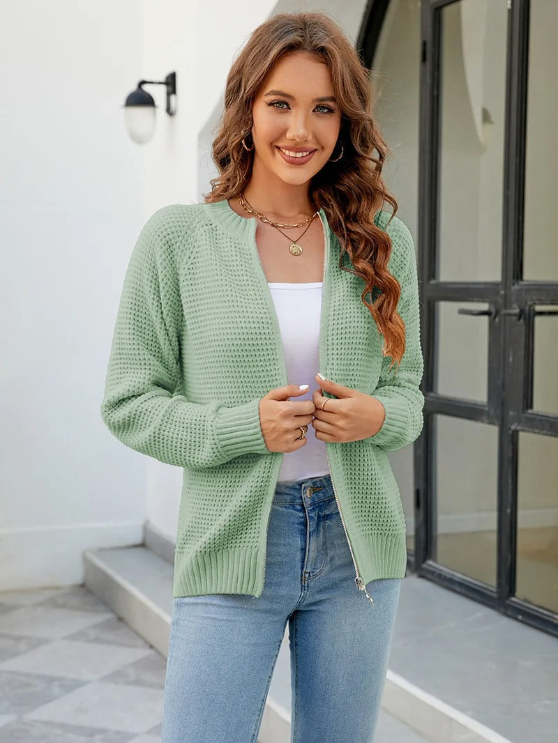Lotte - Manteau jersey côtelé élégant avec fermeture éclair pour un look stylé