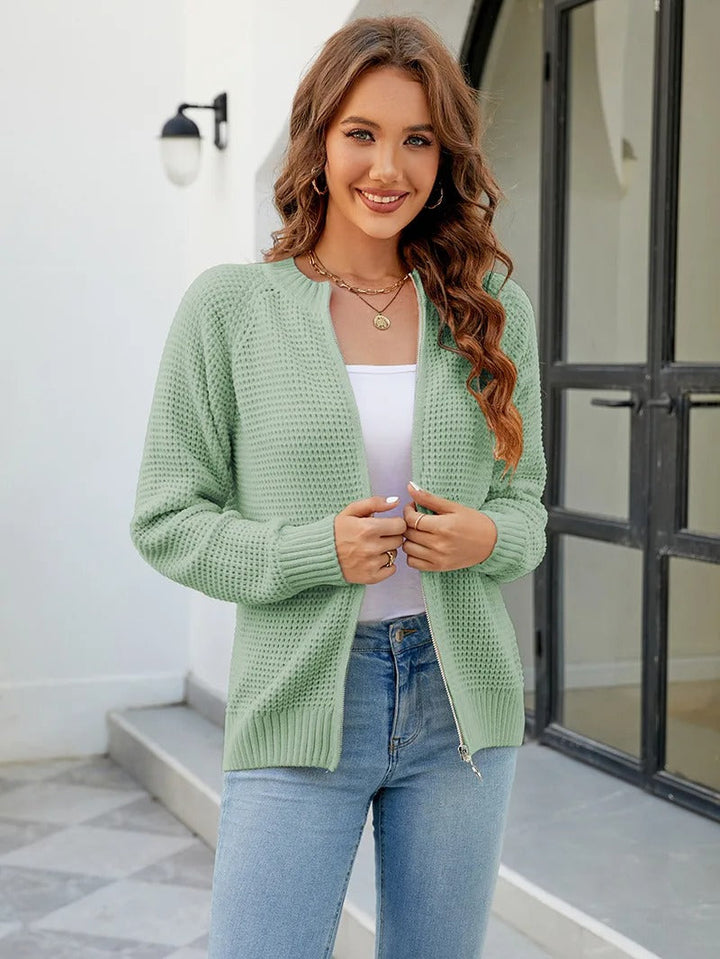 Lotte - Manteau jersey côtelé élégant avec fermeture éclair pour un look stylé