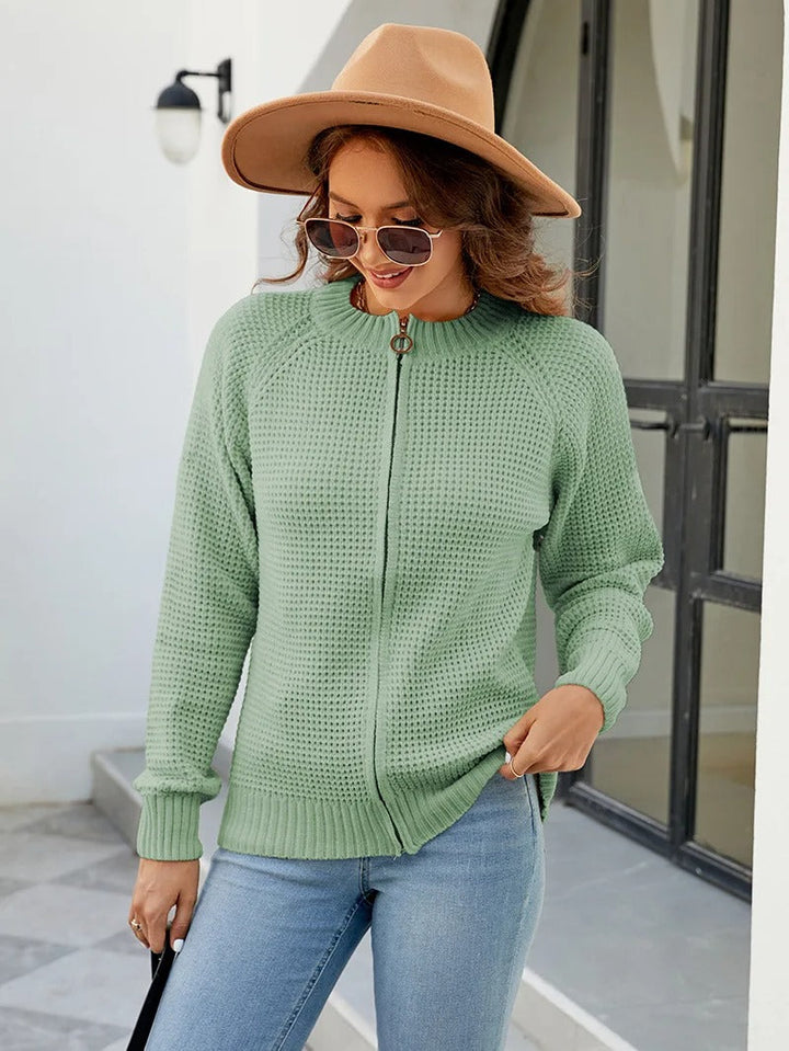 Lotte - Manteau jersey côtelé élégant avec fermeture éclair pour un look stylé