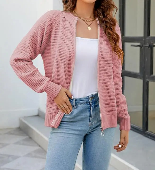 Lotte - Manteau jersey côtelé élégant avec fermeture éclair pour un look stylé