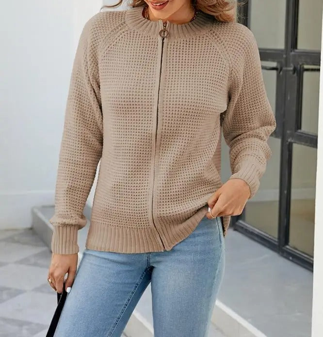 Lotte - Manteau jersey côtelé élégant avec fermeture éclair pour un look stylé