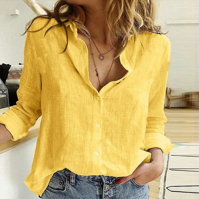 Blouse Élégante Ashna pour Femmes avec Manches Longues, Boutons et Col pour un Look Chic