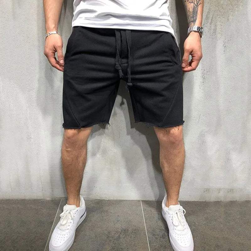 Shorts décontractés pour hommes - mélange de coton doux avec poches et longueur genou.