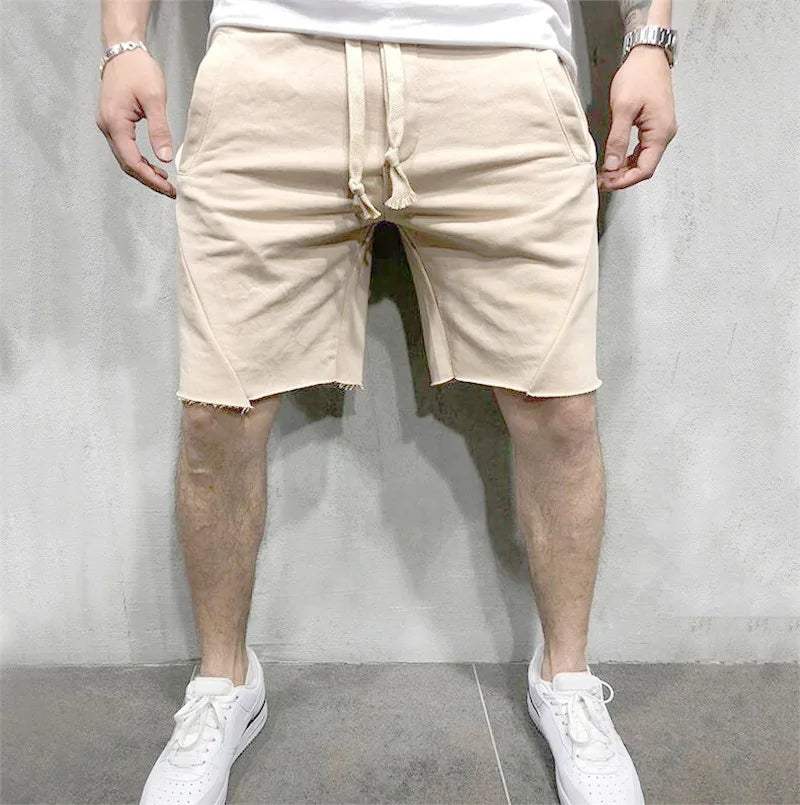 Shorts décontractés pour hommes - mélange de coton doux avec poches et longueur genou.