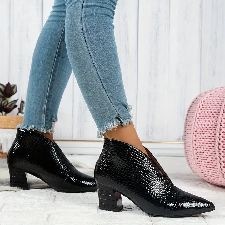 Sietske | Bottines croco brillantes élégantes pour un look stylé