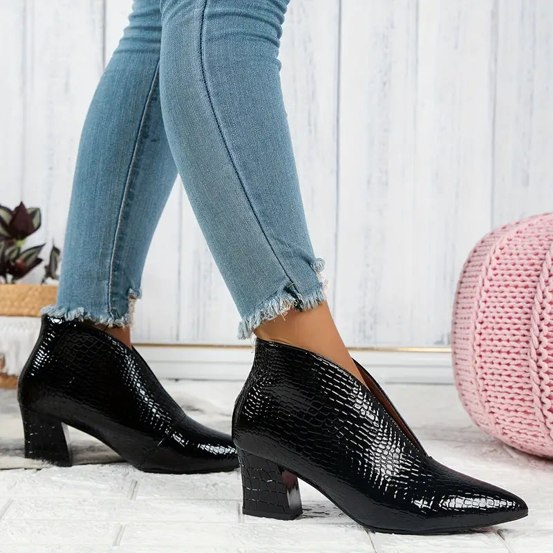 Sietske | Bottines croco brillantes élégantes pour un look stylé