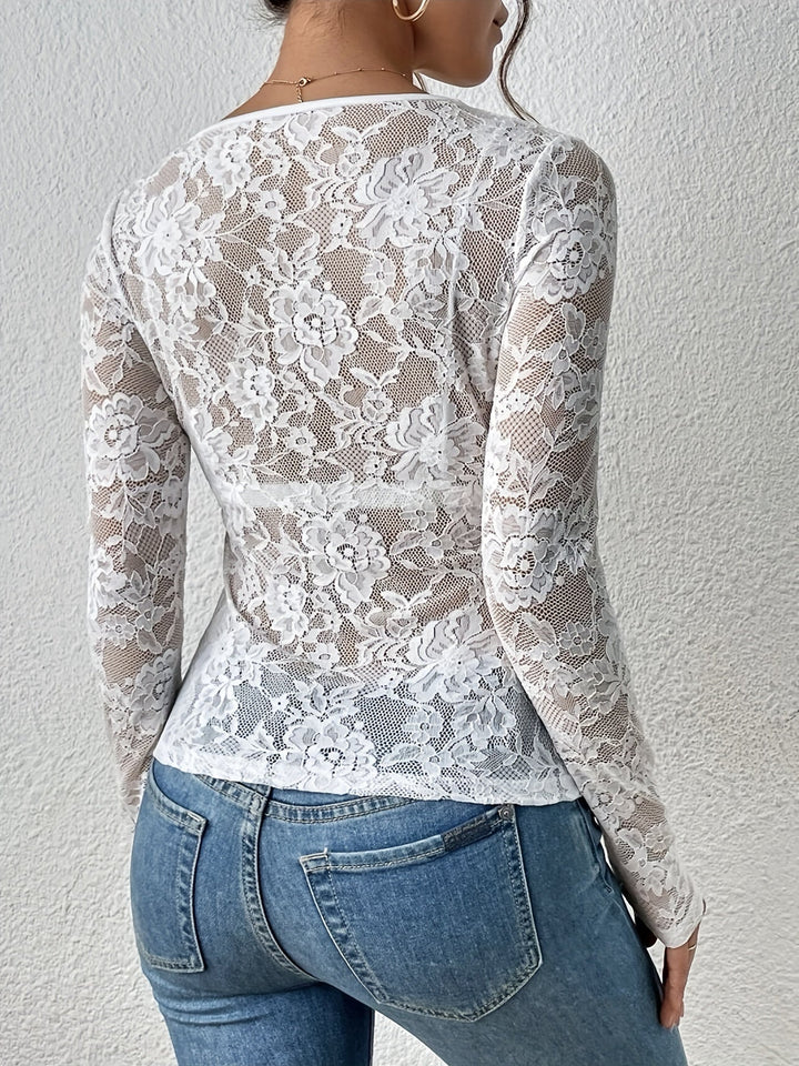 Laurice Luxe Body Femme Ajusté en Dentelle à Manches Longues pour un Look Élégant
