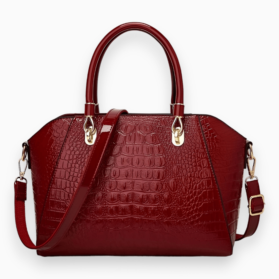 Sac à main en cuir avec embossage crocodile, un look luxueux et élégant.