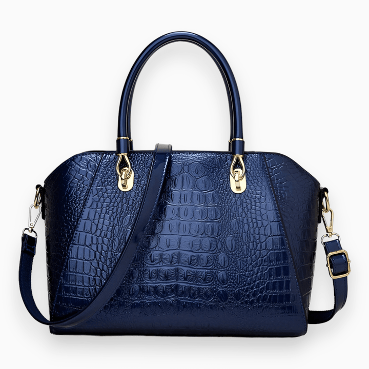 Sac à main en cuir avec embossage crocodile, un look luxueux et élégant.