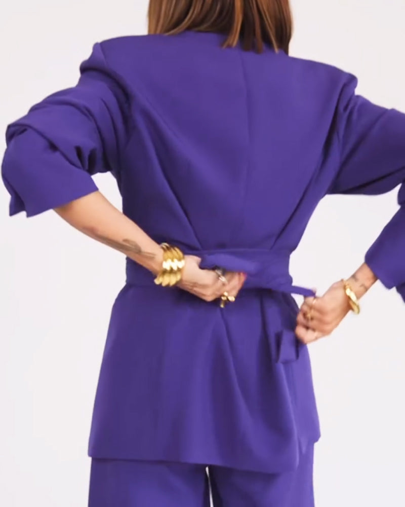 Constanza | Blazer oversized élégant et pantalon en teintes violettes luxueuses
