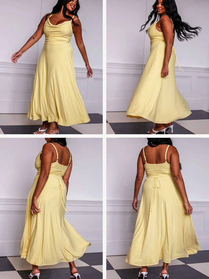 Laurice - Robe Maxi Drapée Élégante pour une Apparence Rafinée