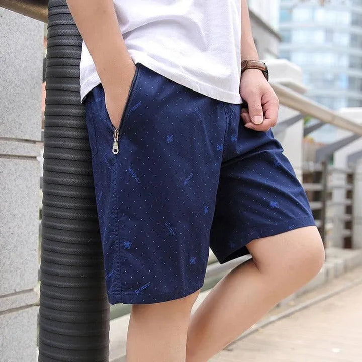 Short pour hommes confortables - Mélange de coton respirant - Coupe décontractée - Longueur genou - Poches zippées