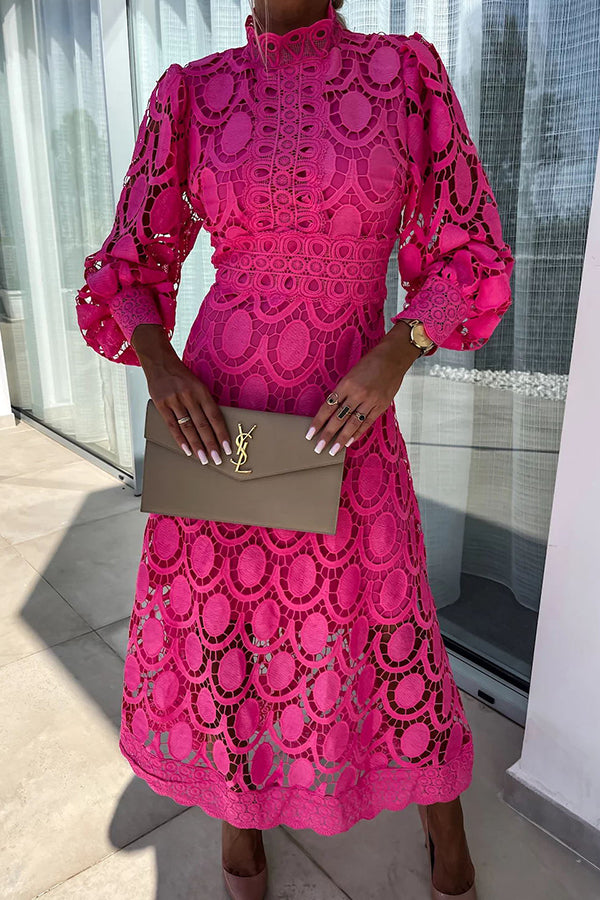 Darby | Robe midi en dentelle - Élégante robe de chambre féminine avec de charmantes manches longues