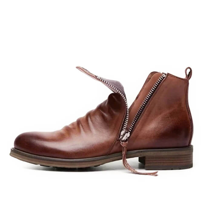 Bottes à zip en cuir™ - Design élégant en cuir véritable et durable pour adultes au style raffiné