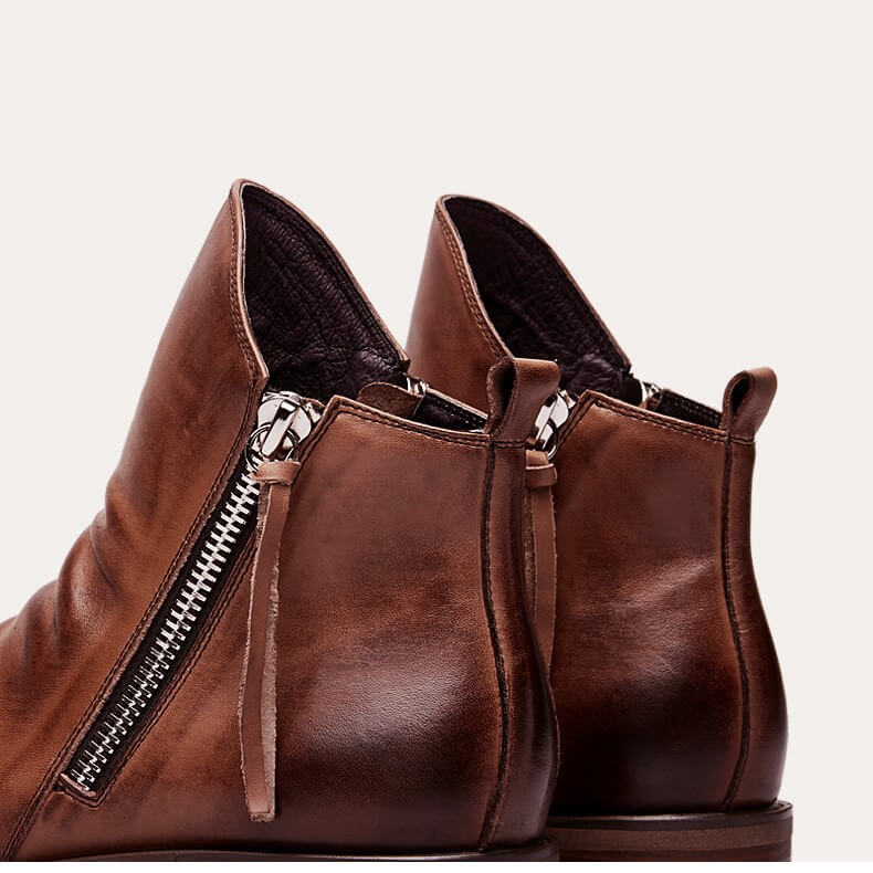 Bottes à zip en cuir™ - Design élégant en cuir véritable et durable pour adultes au style raffiné