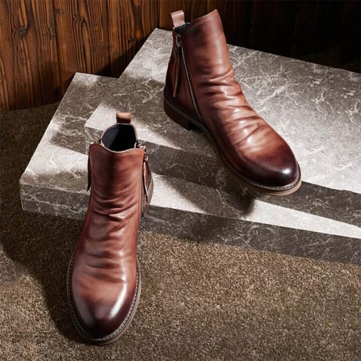 Bottes à zip en cuir™ - Design élégant en cuir véritable et durable pour adultes au style raffiné