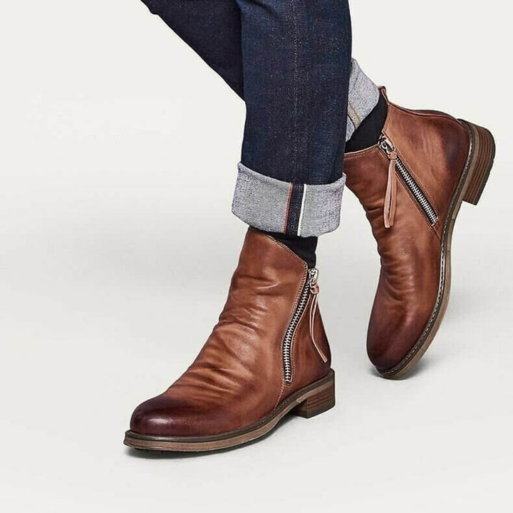 Bottes à zip en cuir™ - Design élégant en cuir véritable et durable pour adultes au style raffiné
