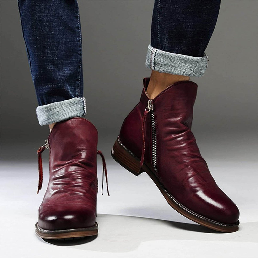 Bottes à zip en cuir™ - Design élégant en cuir véritable et durable pour adultes au style raffiné