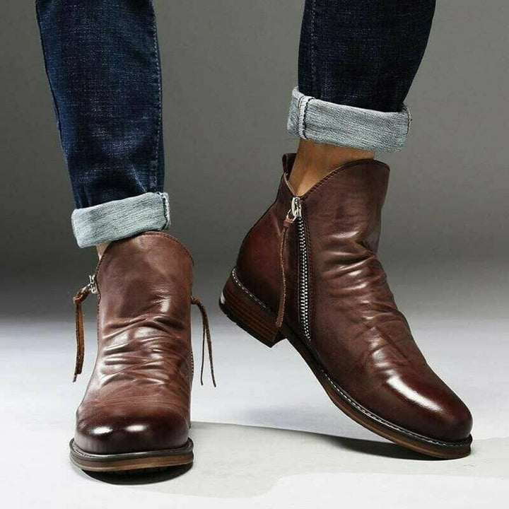 Bottes à zip en cuir™ - Design élégant en cuir véritable et durable pour adultes au style raffiné
