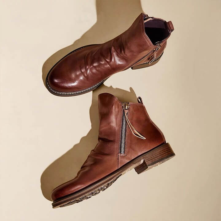 Bottes à zip en cuir™ - Design élégant en cuir véritable et durable pour adultes au style raffiné