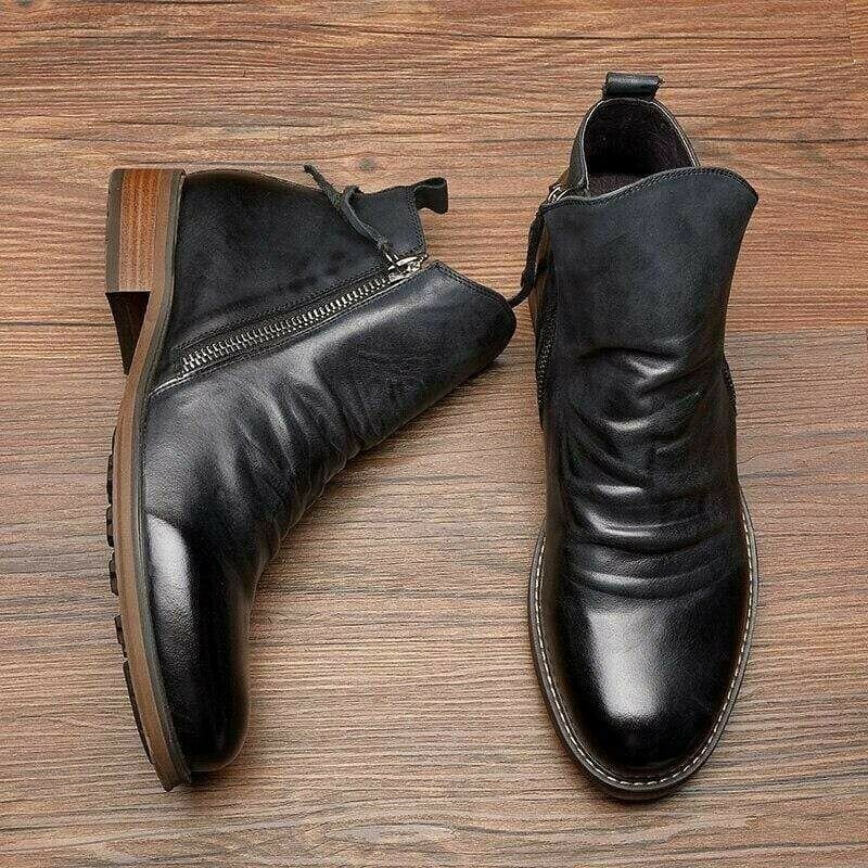 Bottes à zip en cuir™ - Design élégant en cuir véritable et durable pour adultes au style raffiné