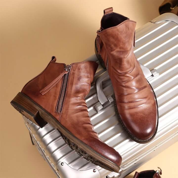 Bottes à zip en cuir™ - Design élégant en cuir véritable et durable pour adultes au style raffiné