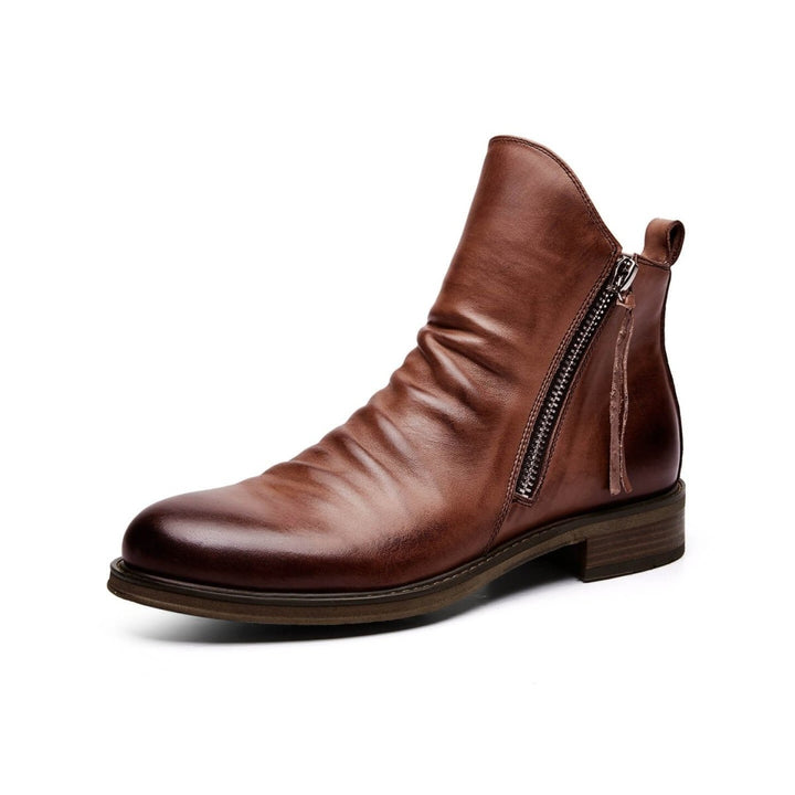 Bottes à zip en cuir™ - Design élégant en cuir véritable et durable pour adultes au style raffiné