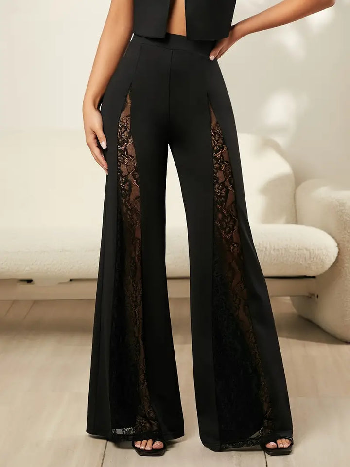 Gloria - Elégant pantalon à pattes d'éléphant avec dentelle raffinée