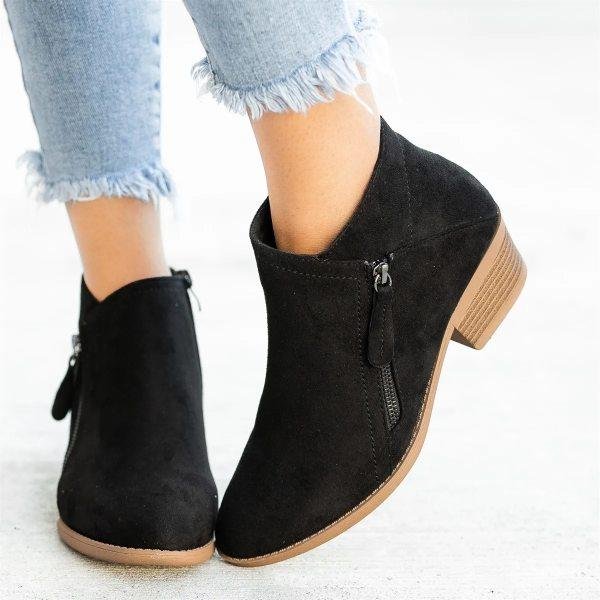 Celeste | Élégants et confortables bottines en suede à mi-hauteur avec fermeture éclair et un petit talon subtil