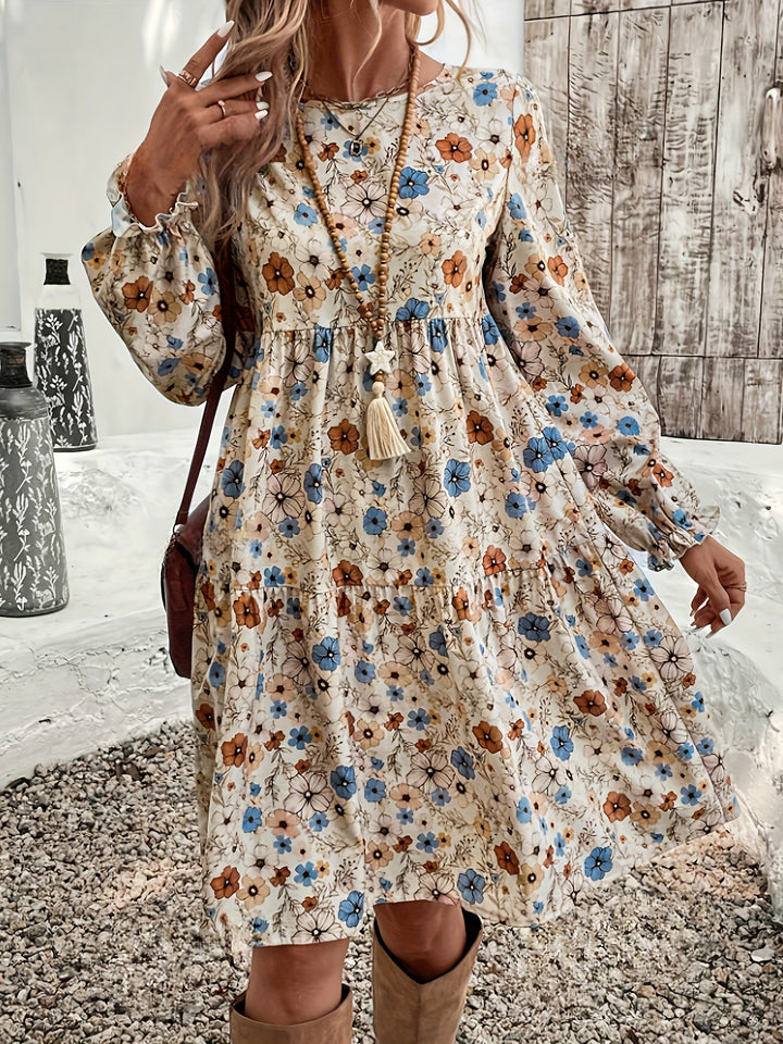 Alida | Robe élégante pour femme avec imprimé floral, ourlet fluide et manches - Parfaite pour une tenue décontractée en vacances