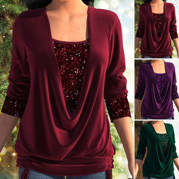 Carrie | Blouse Élégante et Stylée avec Col Drapé et Confort Optimal