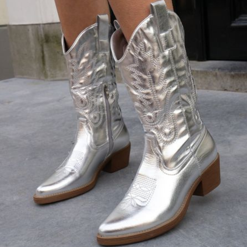 Gracie - Magnifiques bottes de cowboy métalliques pour un look glamour