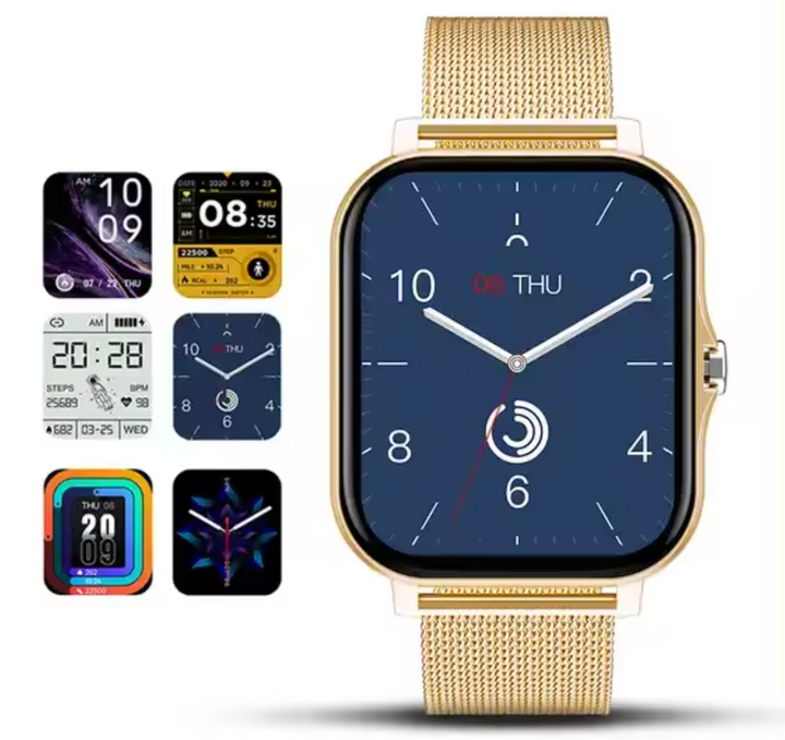 LuxeTime | Montre intelligente élégante pour femmes avec tracker d'activité, moniteur de fréquence cardiaque et design chic.
