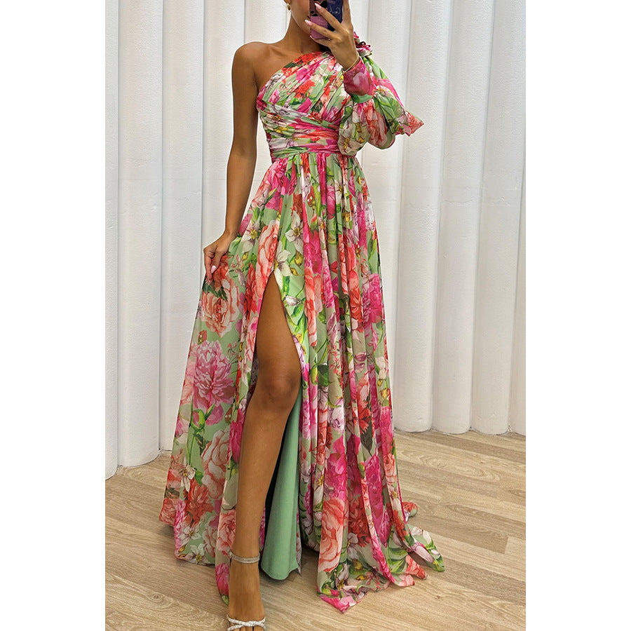 Dottie | Robe Fleurie Élégante à Épaule Unique - Robe d'Été Élégante pour un Look Féminin