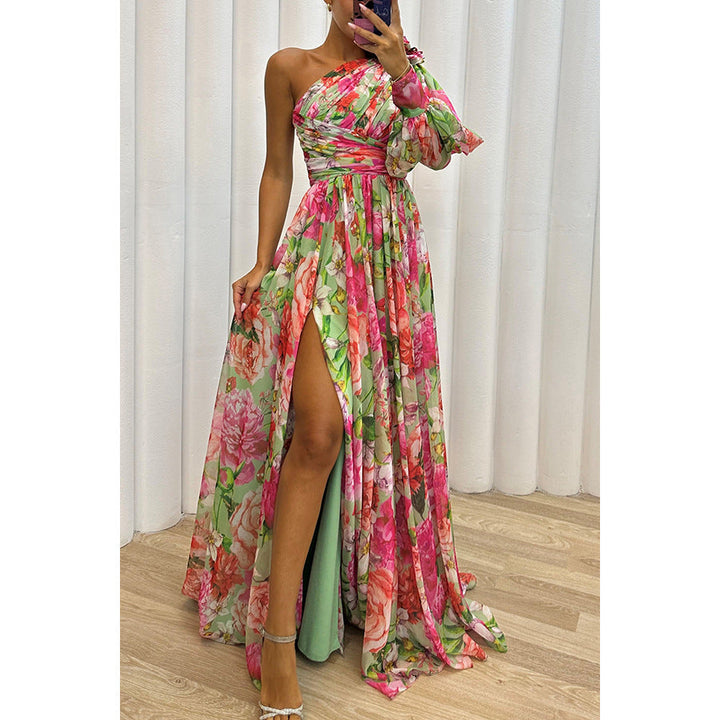 Dottie | Robe Fleurie Élégante à Épaule Unique - Robe d'Été Élégante pour un Look Féminin
