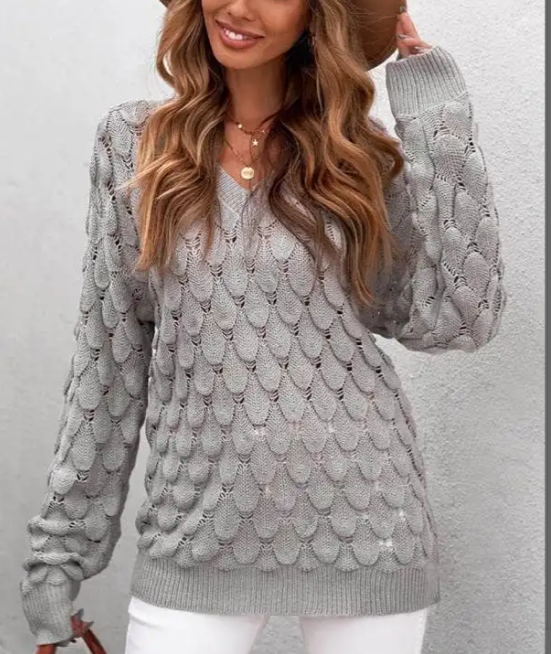 Livia - Élégant pull classique en tricot à col et V pour un style intemporel
