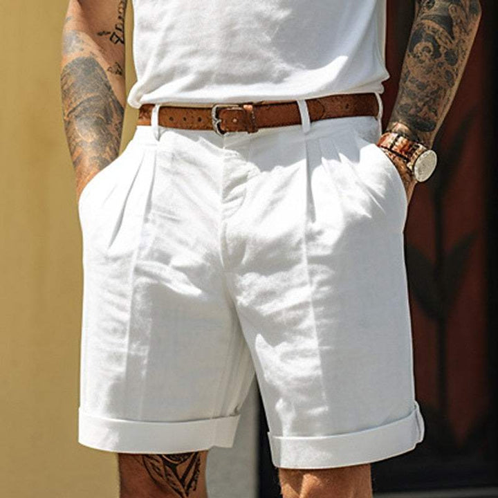 Short en lin mélange sur mesure pour hommes avec élégants plis et zoom confortable - Respirants et durables.