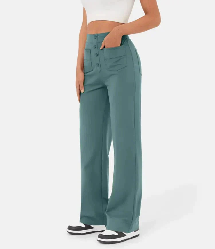 Élégant pantalon de loisirs élastique avec une taille haute - Sophia