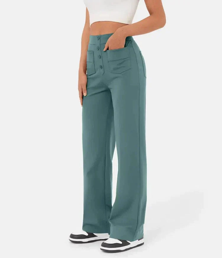 Élégant pantalon de loisirs élastique avec une taille haute - Sophia