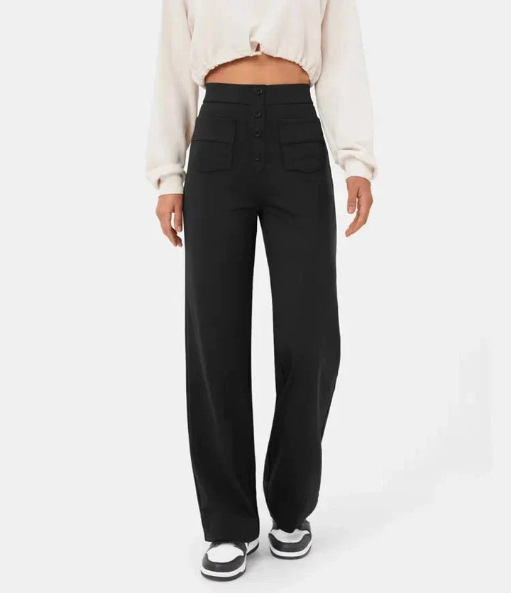 Élégant pantalon de loisirs élastique avec une taille haute - Sophia