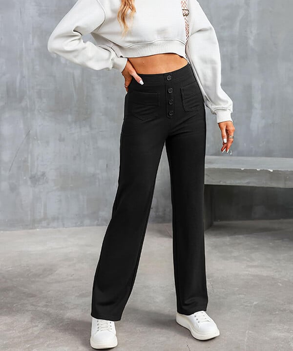 Élégant pantalon de loisirs élastique avec une taille haute - Sophia