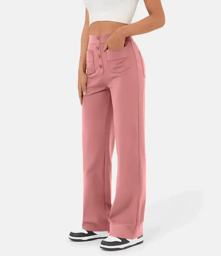 Élégant pantalon de loisirs élastique avec une taille haute - Sophia