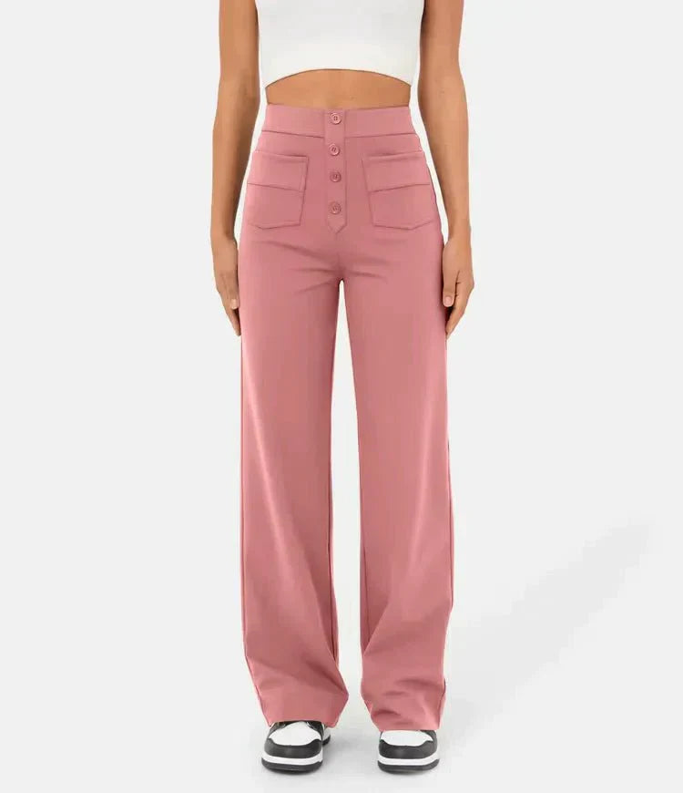 Élégant pantalon de loisirs élastique avec une taille haute - Sophia