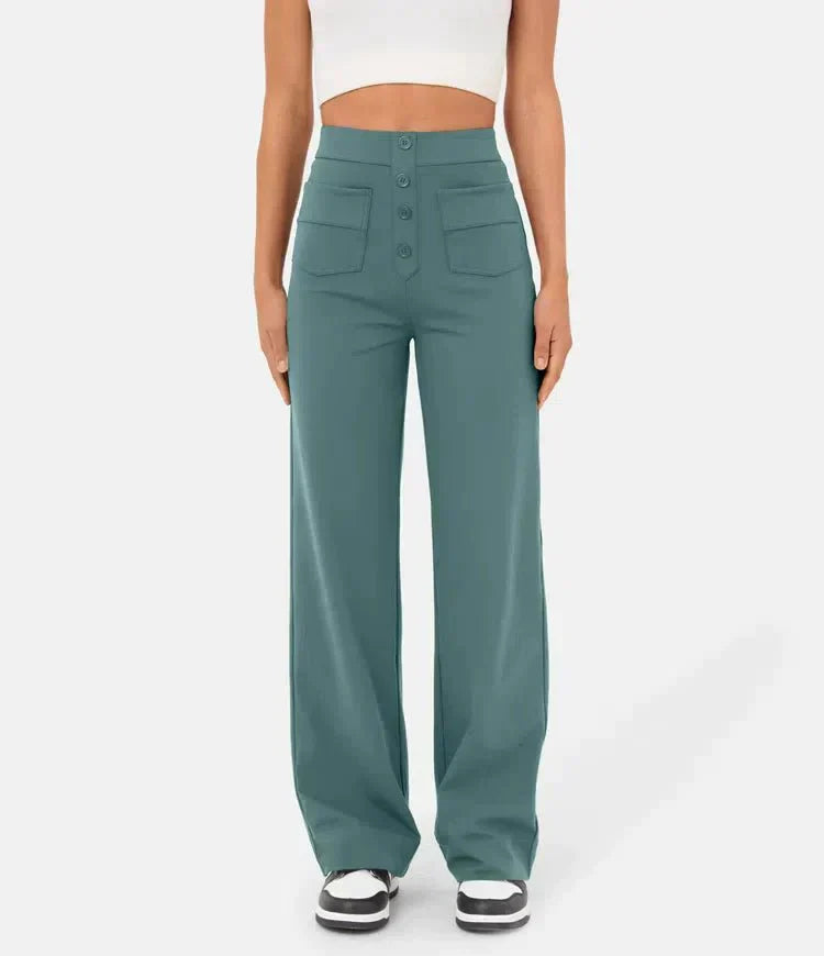 Élégant pantalon de loisirs élastique avec une taille haute - Sophia